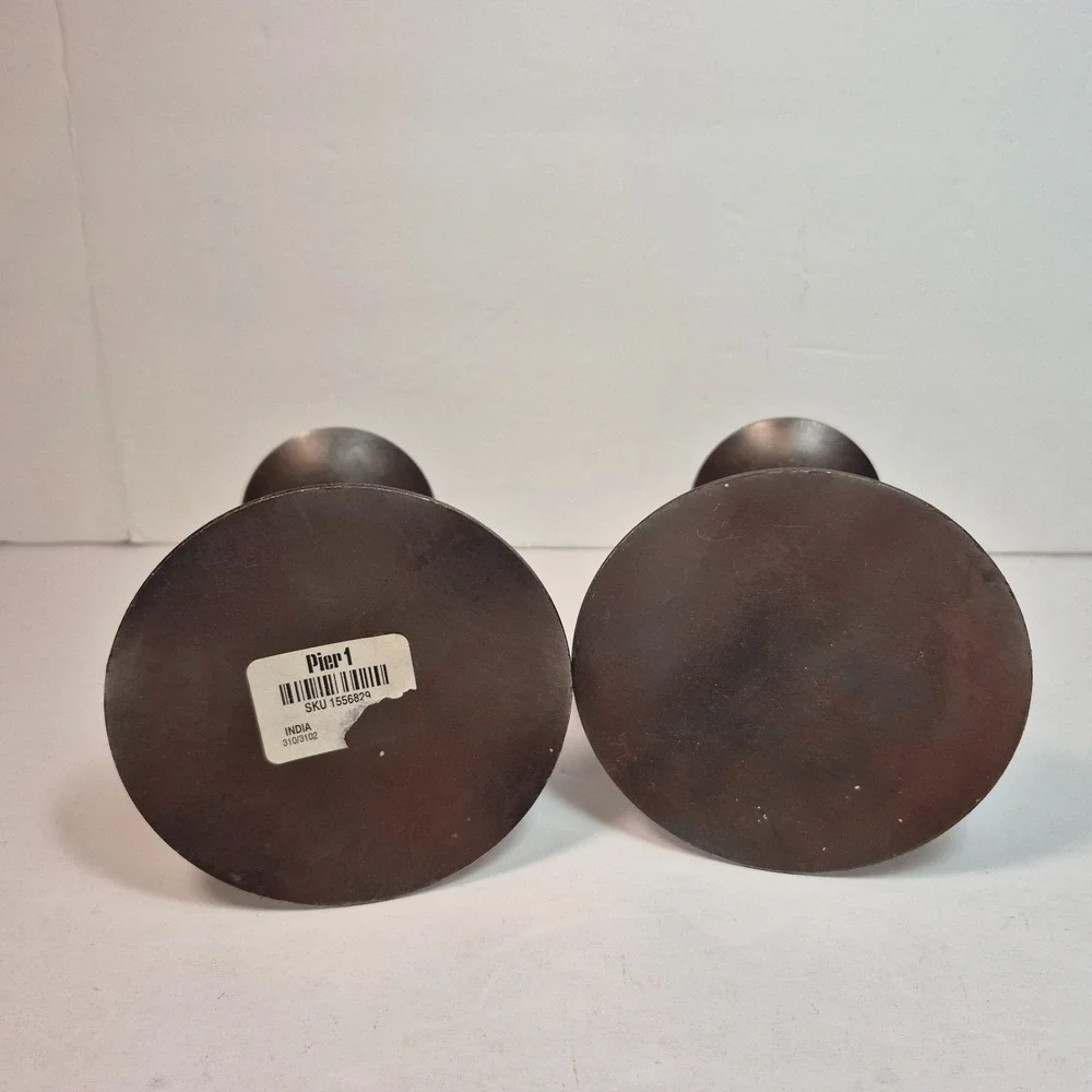 Lot of 2 Vintage Pier 1 Rustic Metal Elephant Candle Holders 5.5